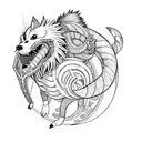 an arcanine and a gyarados tattoo design idea