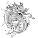 an arcanine and a gyarados tattoo design idea