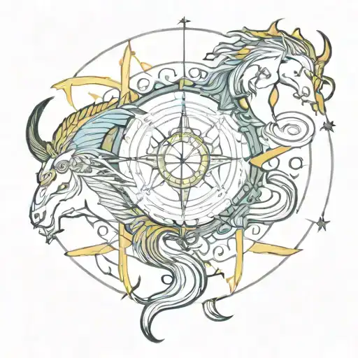 Sagittarius on the outside, Pisces on the inside, Leo on the inside tattoo design idea
