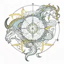 Sagittarius on the outside, Pisces on the inside, Leo on the inside tattoo design idea