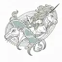 Sagittarius on the outside, Pisces on the inside, Leo on the inside tattoo design idea