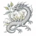 dragon, liberty, fortune, plants tattoo design idea
