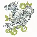 dragon, liberty, fortune, plants tattoo design idea