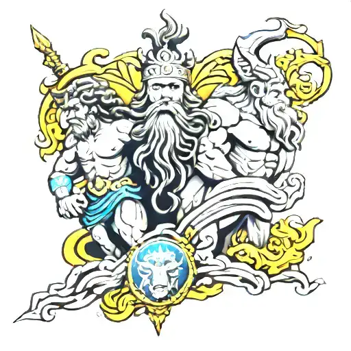 zeus y poseidon tattoo design idea