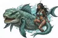 yemaya covering my entire sotmach protecting the ocean. shes black. want marine life under her  tattoo design idea
