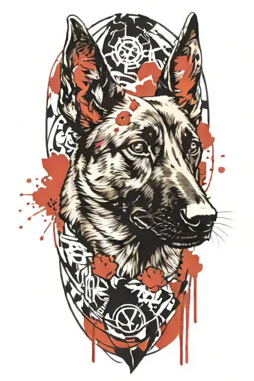 a memorial tattoo for my first dog, a belgian malinois named ryder tattoo design idea