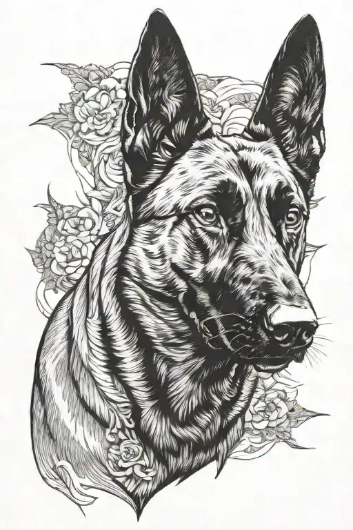 Belgian Malinois walking away tattoo design idea