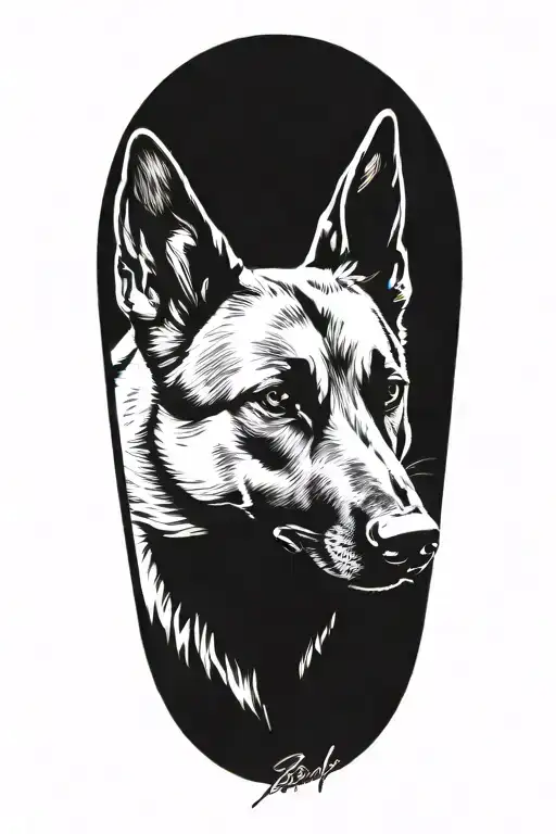 a memorial tattoo for my first dog, a belgian malinois named ryder tattoo design idea