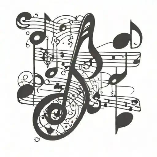 A tattoo design combining a musical note with a physics equation intertwined, symbolizing the harmony between music and science tattoo design idea