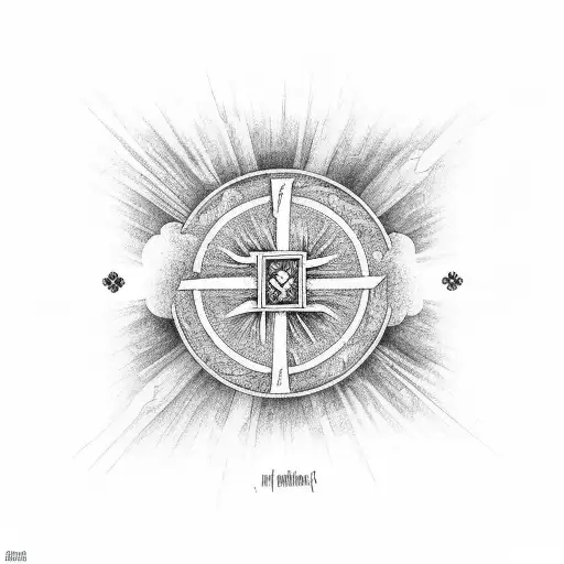 Cloudy background with the quote “everything happens for a reason whether good or bad” inside the middle with a cross at tattoo design idea