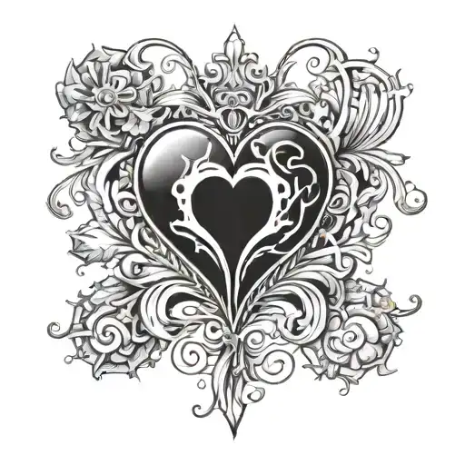 gothic black heart tattoo design idea