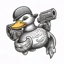 rubber duck holding a deagle tattoo design idea