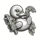 rubber duck holding a deagle tattoo design idea