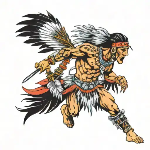 609 Indian warrior tattoo design idea