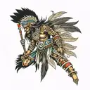 609 Indian warrior tattoo design idea