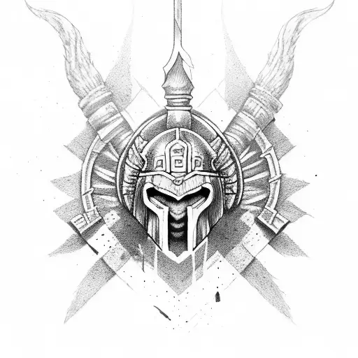 Sketch Spartan Tattoo Idea - BlackInk AI