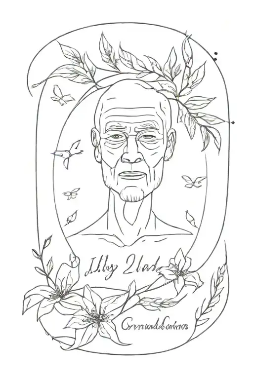 deceased grandfather with dates of death July 20, 2023 tattoo design idea