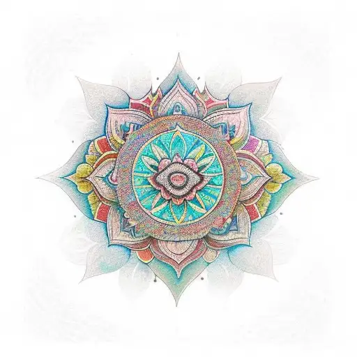 An intricate design combining elements of Indian architecture and nature, such as lotus flowers and peacocks tattoo design idea