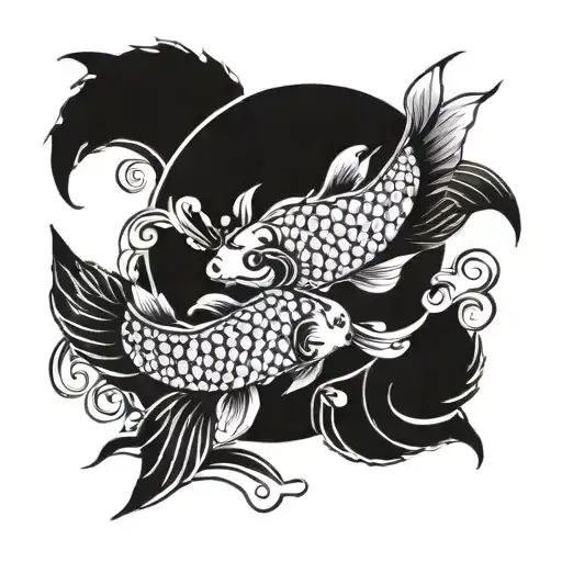 cancer koi fish yin yang tattoo design idea