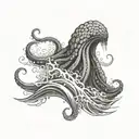 Create a tattoo of a Kraken emerging from the ocean waves, symbolizing strength and overcoming challenges tattoo design idea