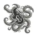 Incorporate the number 528 in torn skin kraken design tattoo design idea