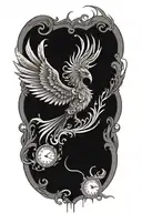A phoenix made of intricate clock hands and timepieces, symbolizing rebirth and eternity tattoo design idea
