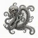 A majestic kraken tattoo emerging from the depths of the ocean, with each tentacle showcasing a different military insignia, representing the client's dual interests in the ocean and their veteran background tattoo design idea