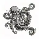 A majestic kraken tattoo emerging from the depths of the ocean, with each tentacle showcasing a different military insignia, representing the client's dual interests in the ocean and their veteran background tattoo design idea