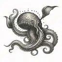 Create a tattoo of a Kraken emerging from the ocean waves, symbolizing strength and overcoming challenges tattoo design idea