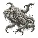 Create a tattoo of a Kraken emerging from the ocean waves, symbolizing strength and overcoming challenges tattoo design idea