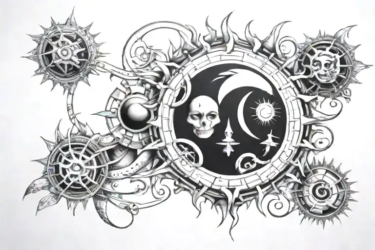 sun and moon tattoo design idea