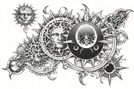 sun and moon tattoo design idea