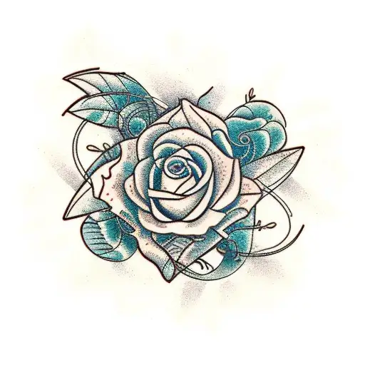 Guitar strings transforming into vines and flowers tattoo design idea