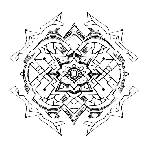 A guitar with intricate geometric patterns tattoo design idea