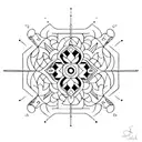 A guitar with intricate geometric patterns tattoo design idea