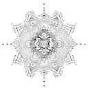 A guitar with intricate geometric patterns tattoo design idea