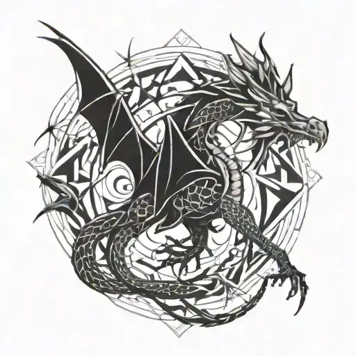 dragon flying tattoo design idea