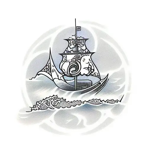 boat, skeleton, reaper, flowers, waves, Japanese, traditional, dragon, surf, waves, surfing, longboard tattoo design idea