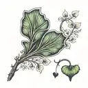 Ginkgo with heart tattoo design idea