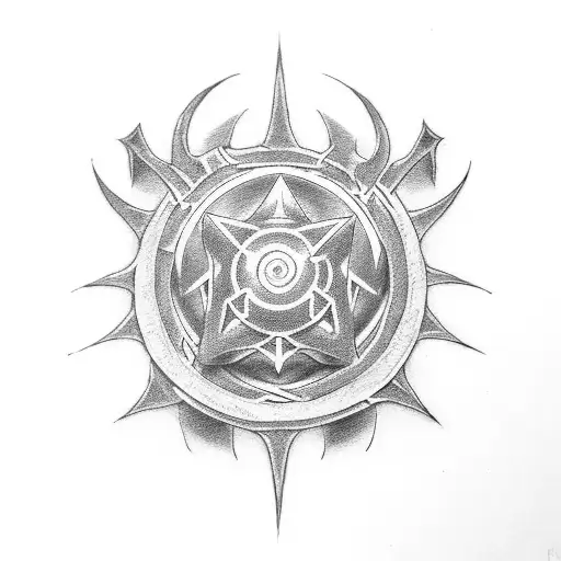 Merge Magic The Gathering red and black mana symbols into one tattoo design idea