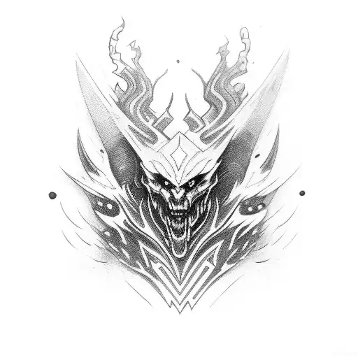 A mix of Magic The Gathering red and black manas tattoo design idea