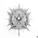 Merge Magic The Gathering red and black mana symbols into one tattoo design idea