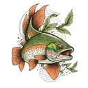 rainbow trout eating mayfly  tattoo design idea