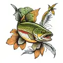 rainbow trout eating mayfly  tattoo design idea