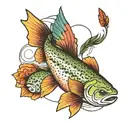 rainbow trout eating mayfly  tattoo design idea
