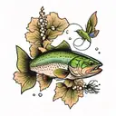 rainbow trout eating mayfly  tattoo design idea