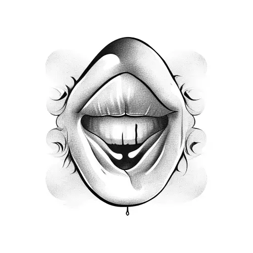 Vampire lips, simple tattoo, similar to rolling stone logo tattoo design idea