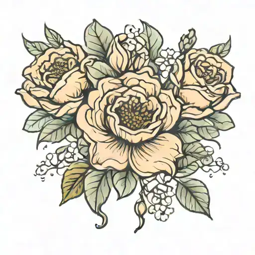 April, July, August, September, August birth flowers tattoo design idea