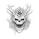 A terrifying horror creature made entirely of environmental elements tattoo design idea