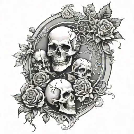 life and death gothic elements with nature and literature and cinema tattoo design idea